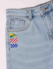 USPA Kids Boys Mid Rise Regular Fit Denim Shorts (UKSRT0582_Light Blue_2-3 Y)