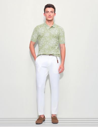 U.S.Polo Association Men's Floral Printed Slim Fit Polo Shirt (USTSH3379_Green_L)