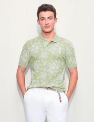 U.S.Polo Association Men's Floral Printed Slim Fit Polo Shirt (USTSH3379_Green_L)