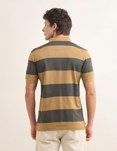U.S.Polo Association Men's Horizontal Striped Slim Fit Polo Shirt (USTSH3409_Wine_L)