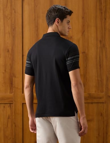 U.S.Polo Association Men's Vertical Striped Slim Fit Polo Shirt (USTSH3452_Black_L)