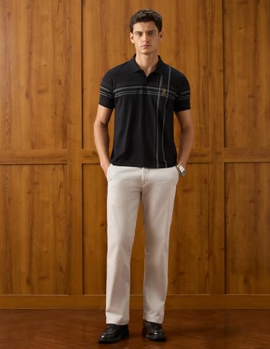 U.S.Polo Association Men's Vertical Striped Slim Fit Polo Shirt (USTSH3452_Black_L)