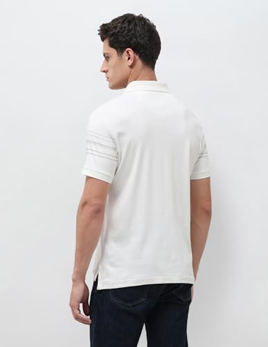 U.S.Polo Association Men's Vertical Striped Slim Fit Polo Shirt (USTSH3454_Off White_L)