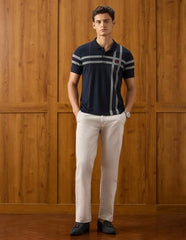 U.S.Polo Association Men's Vertical Striped Slim Fit Polo Shirt (USTSH3472_Navy_3XL)