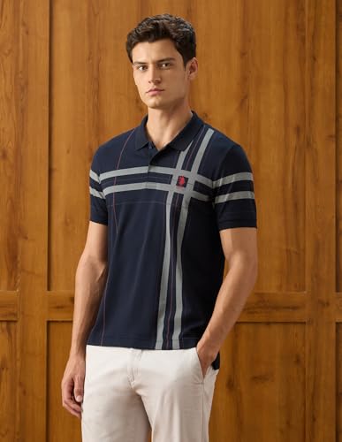 U.S.Polo Association Men's Vertical Striped Slim Fit Polo Shirt (USTSH3472_Navy_3XL)