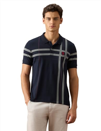 U.S.Polo Association Men's Vertical Striped Slim Fit Polo Shirt (USTSH3472_Navy_3XL)