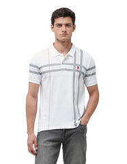 U.S. Polo Association men's vertical striped slim fit polo shirt in white, 3XL size, with short sleeves and classic collar.