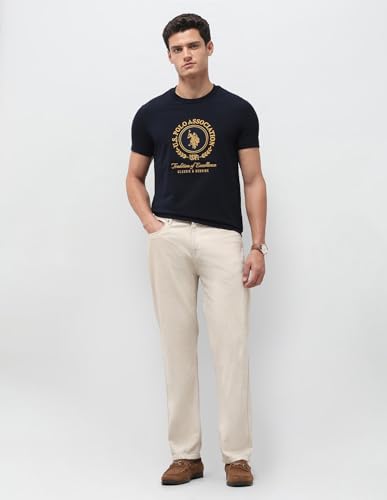 U.S.Polo Association Men's Brand Embroidered Slim Fit T-Shirt (USTSH3516_Navy_L)