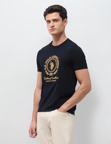 U.S.Polo Association Men's Brand Embroidered Slim Fit T-Shirt (USTSH3516_Navy_L)