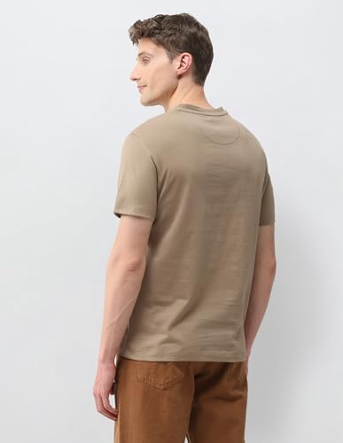 U.S. Polo Assn. Denim Co. men's beige slim fit graphic embossed T-shirt with brand logo and short sleeves.