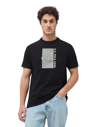 U.S. Polo Assn. Denim Co. Men's Graphic Brand Embossed Slim Fit T-Shirt (UDTSH4039_Black_L)