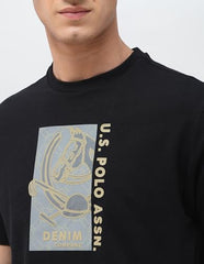 U.S. Polo Assn. Denim Co. Men's Graphic Brand Embossed Slim Fit T-Shirt (UDTSH4039_Black_L)
