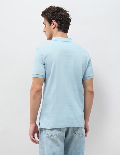 U.S. Polo Assn. Denim Co. Men's Solid Slim Fit Polo Shirt (UDTSH4130_Light Blue_XL)