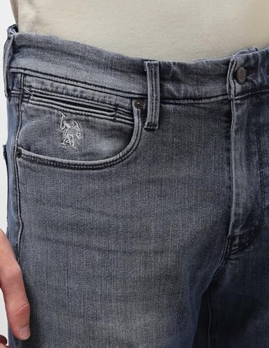 U.S. Polo Assn. Denim Co. Men's Harold Slim Straight Fit Blue Jeans (UDJEN2108_Mid Blue_34)