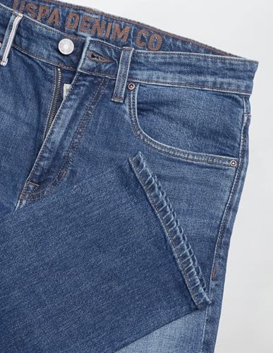U.S. Polo Assn. Denim Co. Men's Harold Slim Straight Fit Blue Jeans (UDJEN2107_Mid Blue_30)