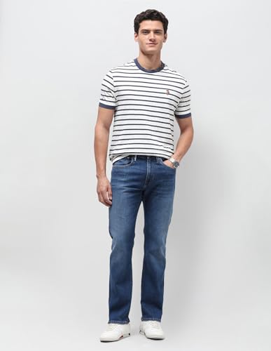 U.S. Polo Assn. Denim Co. Men's Harold Slim Straight Fit Blue Jeans (UDJEN2107_Mid Blue_30)