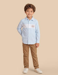 USPA Kids Boys Vertical Striped Oxford Shirt (UKSHT2019_Light Blue_11-12Y)
