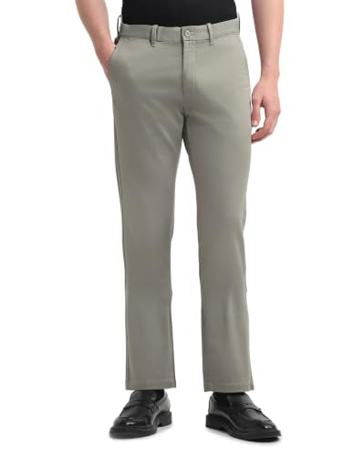 Arrow Sports Men's Hudson Regular Fit Dobby Trousers
