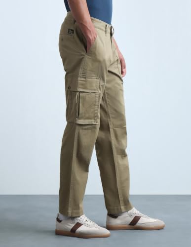 Flying Machine Men's Twill Freddie Slim Straight Fit Cargos