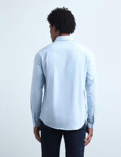 Flying Machine Light Blue Cotton Oxford Regular Fit Men's Shirt