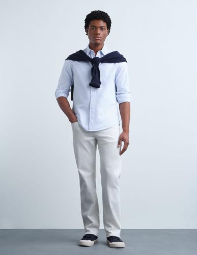 Flying Machine Blue Striped Oxford Regular Fit Men's Shirt