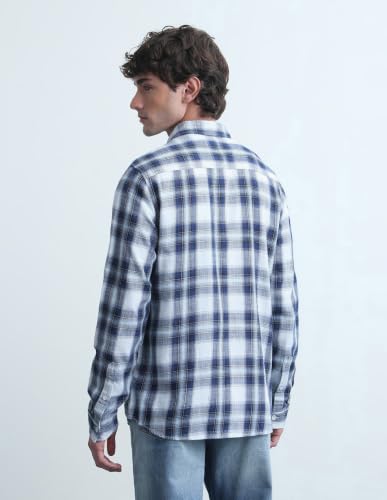 Flying Machine Men's Plaid Checked Twill Shirt