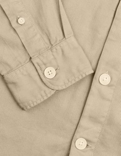 Flying Machine Beige Solid Twill Relaxed Fit Men's Shirt