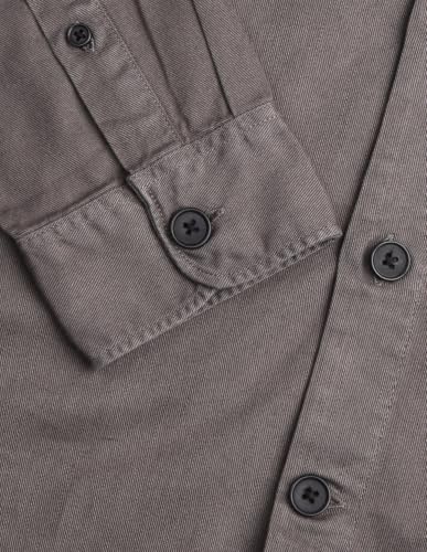 Flying Machine Grey Solid Twill Relaxed Fit Men's Shirt