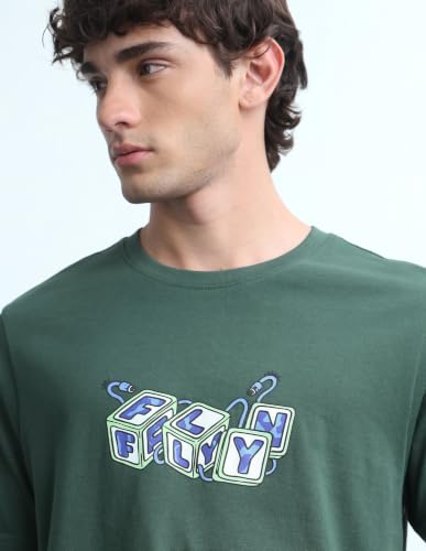 Flying Machine Men's Graphic Brand Printed Regular Fit T-Shirt