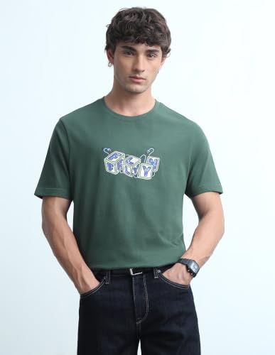 Flying Machine Men's Graphic Brand Printed Regular Fit T-Shirt
