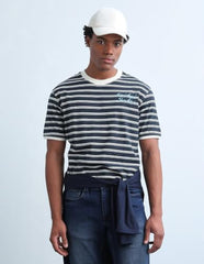 Flying Machine Men's Horizontal Striped Relaxed Fit T-Shirt
