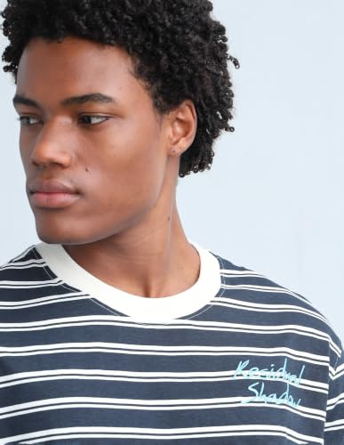 Flying Machine Men's Horizontal Striped Relaxed Fit T-Shirt