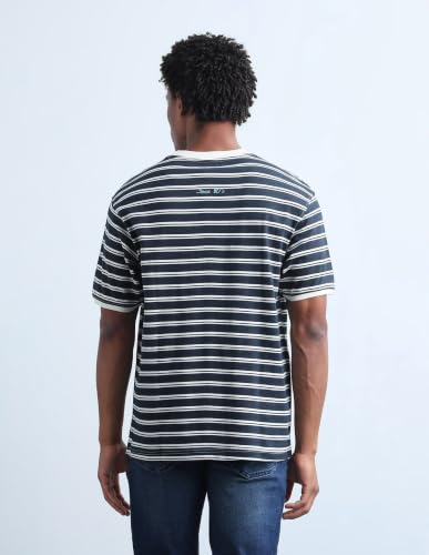 Flying Machine Men's Horizontal Striped Relaxed Fit T-Shirt