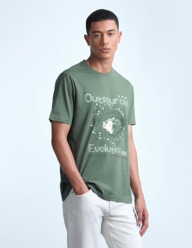 Flying Machine Men's Graphic Printed Regular Fit T-Shirt