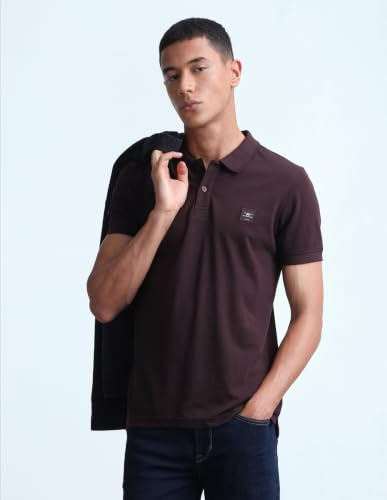Flying Machine Men's Solid Regular Fit Polo Shirt