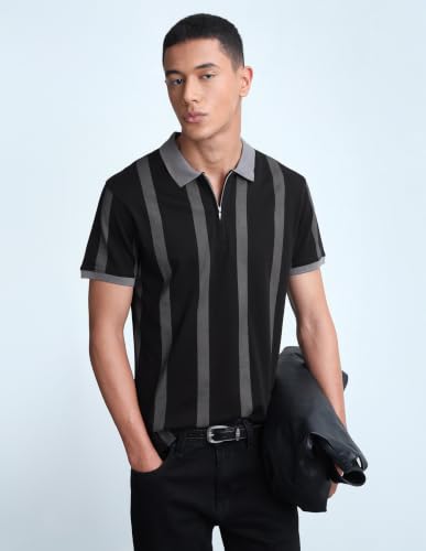 Flying Machine Men's Vertical Striped Regular Fit Polo Shirt