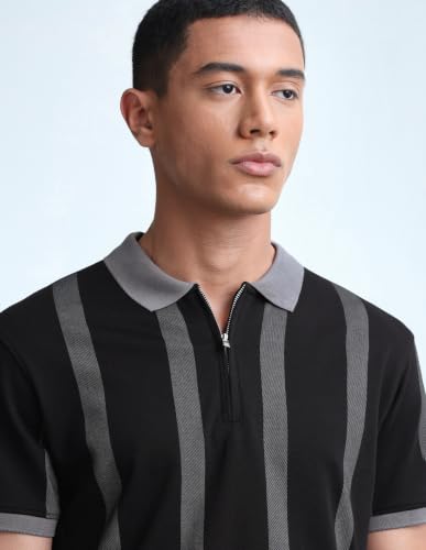 Flying Machine Men's Vertical Striped Regular Fit Polo Shirt