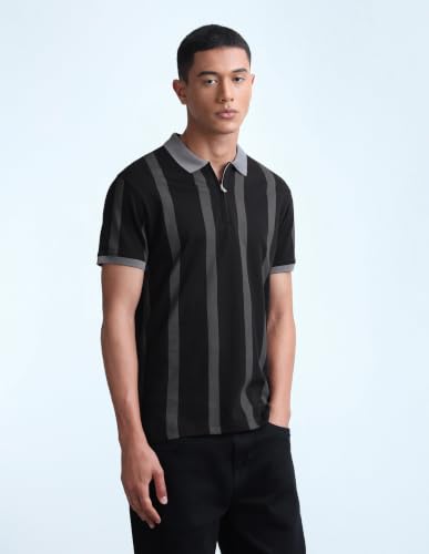 Flying Machine Men's Vertical Striped Regular Fit Polo Shirt