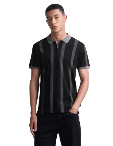 Flying Machine Men's Vertical Striped Regular Fit Polo Shirt