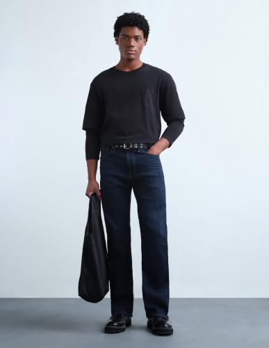 Flying Machine Dark Blue Solid Cotton Blend Bootcut Fit Men's Jeans