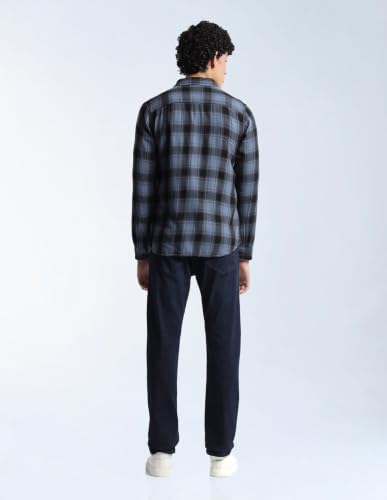 Flying Machine Dark Blue Cotton Blend Straight Fit Men's Jeans