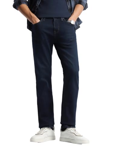 Flying Machine Dark Blue Cotton Blend Straight Fit Men's Jeans