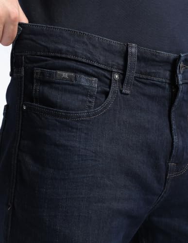 Flying Machine Dark Blue Cotton Blend Straight Fit Men's Jeans