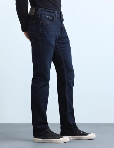 Flying Machine Men Dark Blue Solid Slim Straight Fit Men's Jeans