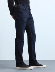 Flying Machine Men Dark Blue Solid Slim Straight Fit Men's Jeans