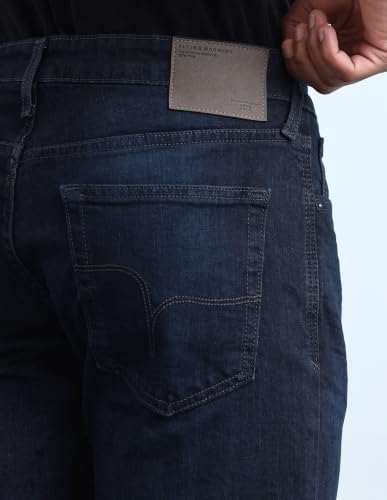 Flying Machine Men Dark Blue Solid Slim Straight Fit Men's Jeans