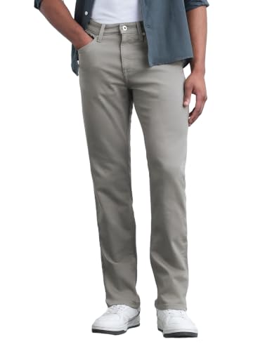 Flying Machine Light Olive Solid Cotton Slim Fit Men's Jeans