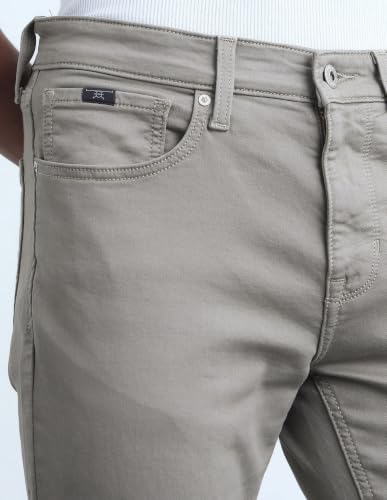 Flying Machine Light Olive Solid Cotton Slim Fit Men's Jeans