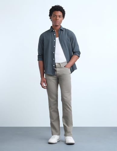 Flying Machine Light Olive Solid Cotton Slim Fit Men's Jeans