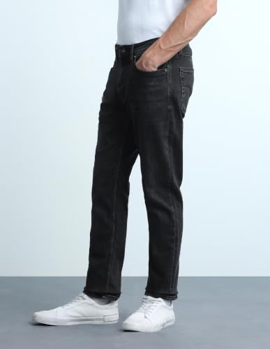 Flying Machine Men's Freddie Slim Straight Fit Whiskered Jeans